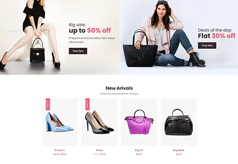Women's fashion website with sale offers.