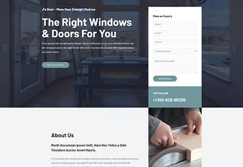 Website for windows and doors with contact form.