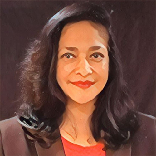 Portrait of a smiling woman with dark hair.